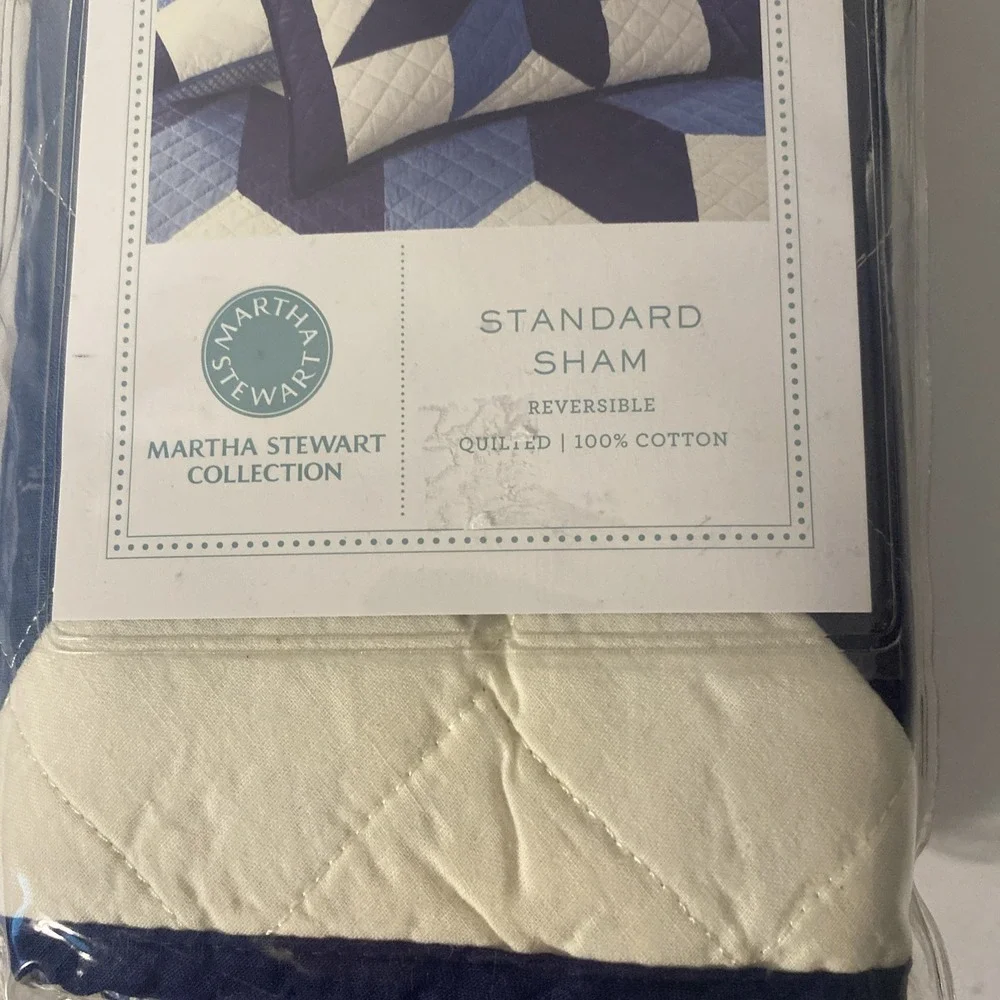 New - Martha Stewart Collection Quilted Geo Diamond Star Standard Sham